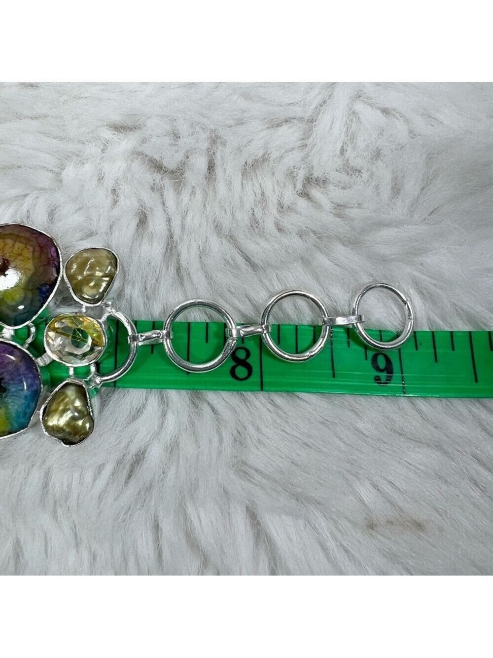 Rainbow Solar Quartz 925 Large Gemstone Necklace & Bracelet Set - Picture 6 of 8